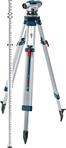 Vista 9 de Bosch GOL26CK 26X Kit de nivel óptico automático, incluye trípode de aluminio, varilla de nivelación, plomada, kit de herramientas y estuche