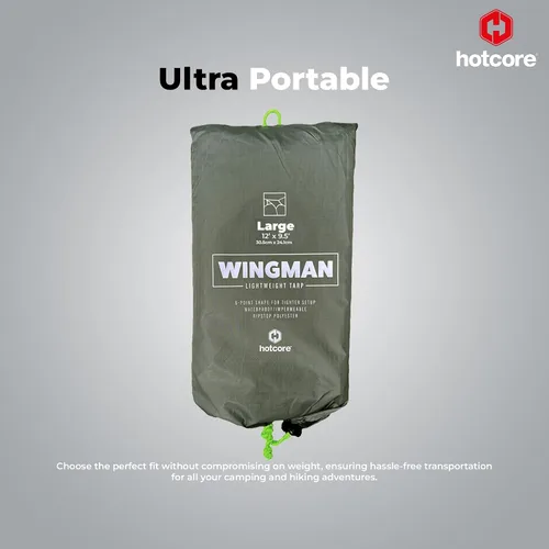 Vista 6 de Wingman - Lona impermeable para campamento, ligera con revestimiento impermeable de 78.740 in (grande, 12 x 9.5 pies)