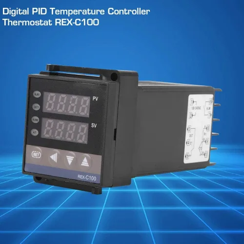 Vista 2 de Controlador de temperatura, REX-C100 Digital PID Termostato Controlador de Temperatura con Pantalla Dual PV/SV, RELÉ y Control SSR, para Medición
