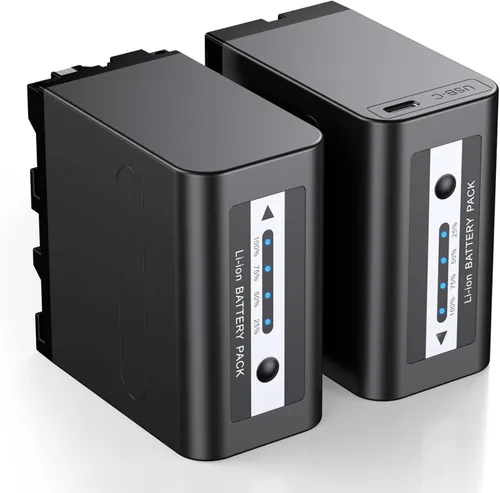 Vista 8 de FirstPower Paquete de 2 baterías NP-F970 de 8800 mAh con USB-C PD de 20 W de carga rápida, para Sony NP-F970/F750/F550/FX3/FX30/A7, para Canon