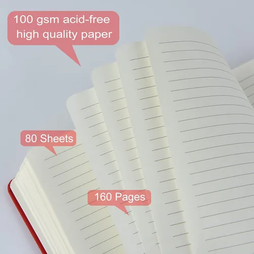 Vista 4 de Coopay 24 paquete de cuadernos de diario A5 a granel, 160 páginas, papel grueso de 100GSM, 21 x 14 cm tapa dura con líneas de cuero para escribir