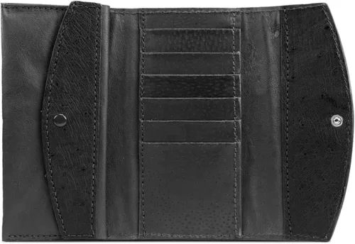 Vista 2 de Cartera de piel de avestruz auténtica hecha a mano.