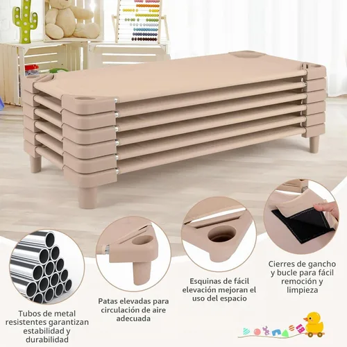 Vista 3 de Costzon Cunas apilables para guardería infantil preescolar (6 paquetes)