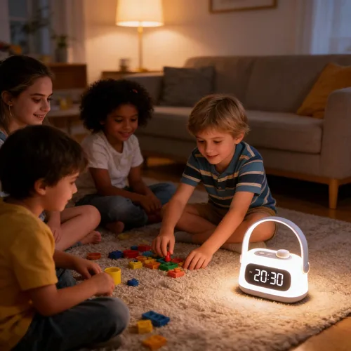 Vista 7 de QANYI Faroles para niños, luz nocturna portátil y recargable para habitación de niños con regulación y hora de reloj, linterna LED de campamento