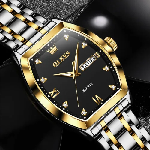 Vista 3 de OLEVS Men Watches Square Business Dress Diamond Analog Quartz Date Luxury Watch for Men Casual Stainless Steel Waterproof Luminous Wrist Watch