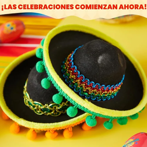 Vista 5 de JOYIN 6 diademas de tela y sombrero de paja del Cinco de Mayo, para disfraz de fiesta divertida, suministros de fiesta, accesorios de fotos