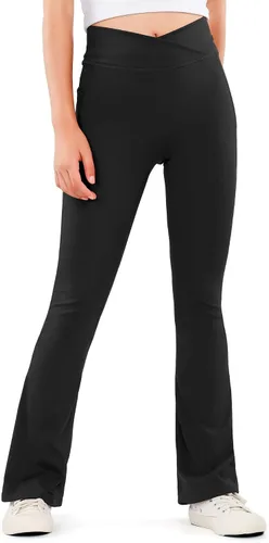 Vista 2 de HASMES Leggings acampanados para niñas, pantalones de yoga con cintura alta, pantalones casuales de baile, pantalones deportivos para niños