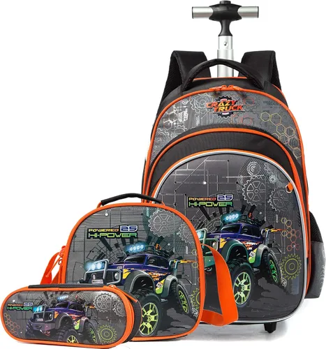 Vista 10 de Meetbelify Mochila con ruedas para niños, mochila con ruedas, equipaje para niños, 01 Azul, Computadora portátil