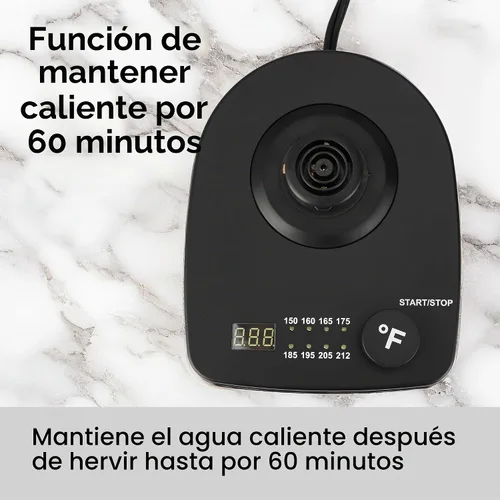 Vista 4 de PantryPro Hervidor eléctrico de cuello de cisne con control de temperatura, hervidor rápido de 34 oz/1.0L, interior de acero inoxidable, apagado