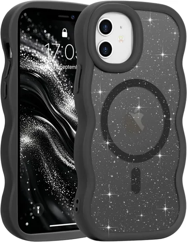 Vista 176 de Pepmune - Funda para iPhone 12 Pro Max con marco ondulado y estructura rígida, color mate claro, cubierta trasera unisex, compatible con Magsafe