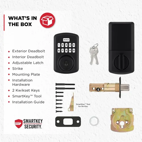 Vista 8 de Kwikset Powerbolt 250 - Cerradura electrónica de transición con teclado de 10 botones, color negro mate, con cómoda entrada sin llave, códigos