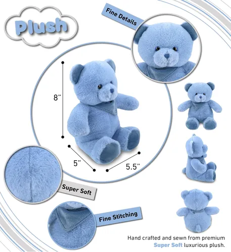 Vista 3 de DolliBu Oso de peluche – Suave oso azul bebé abrazable, adorable juguete de peluche de oso para jugar, lindo regalo de vida salvaje para niños