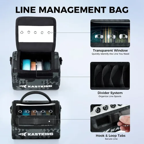 Vista 2 de KastKing BaitSpace Bolsa de gestión de línea, bolsa de almacenamiento de línea de pesca con nailon resistente al agua, ventana transparente, divisor