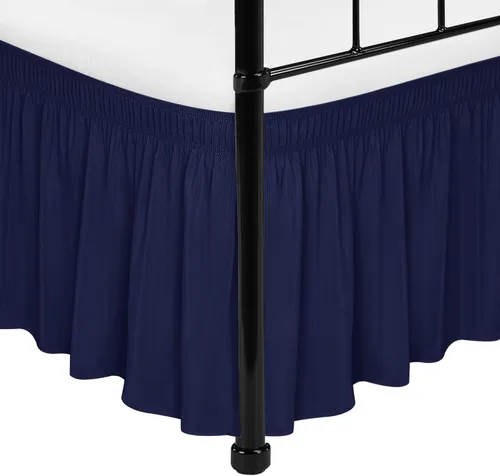 Vista 98 de Biscaynebay Faldas de cama envolventes con esquinas divididas para camas Twin/Twin XL de 15 pulgadas de caída, volantes de polvo elásticos Negro