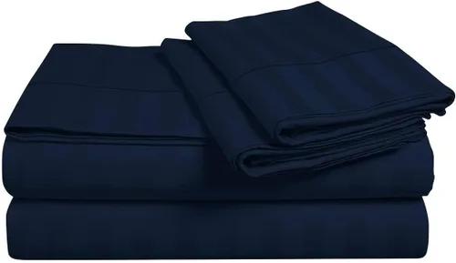 Vista 8 de Juego de sábanas y fundas de almohada de 6 piezas, 100% algodón, juego de sábanas de rayas de agua individual incluye 4 fundas de almohada, 1 sábana