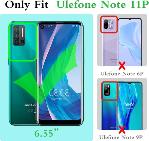 Vista 2 de Funda para Ulefone Note 11P para mujer, con purpurina, transparente, de lujo, suave, TPU con correa para lápiz capacible, para Ulefone Note 11P
