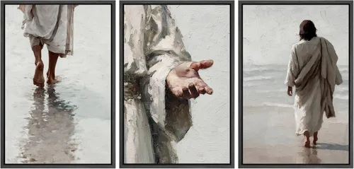 Vista 253 de SIGNFORD - Set de obras de arte en lienzo enmarcado para pared, ilustraciones abstractas de neblina del desierto en tonos neutros beige y marrón