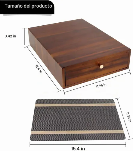 Vista 2 de Organizador de cápsulas de café de madera de acacia, soporte para vainas, compatible con Nespresso Vertuo, soporte para cafetera, para encimera