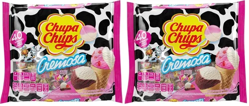 Vista 9 de Chupa Chups Paletas Candy, 40 ventosas de caramelo para niños, helado de cremosa, 2 sabores cremosos surtidos, para regalos, fiestas, oficina, 40