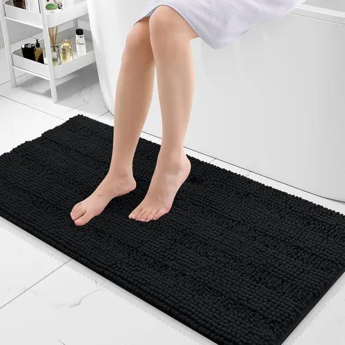 Vista 99 de Grandaily Alfombras de baño de felpilla a rayas de 24 x 16 pulgadas, extra gruesas y suaves, absorbentes, parte trasera de goma, alfombra de ducha