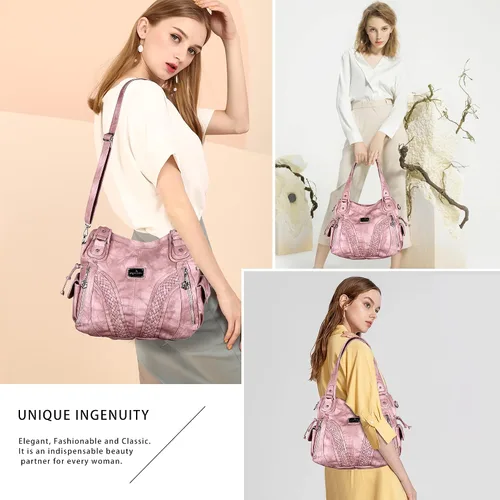 Vista 7 de Monederos y bolsos de mano de moda para mujer, bolsos de hombro con asa superior, bolsos de cuero sintético