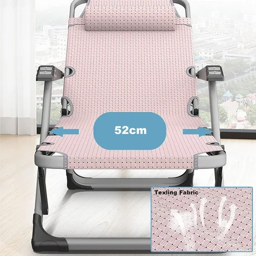 Vista 5 de 52cm Wide Reclining Chair Patio Adjustable Lounge Chair with Massage Armrest & Cotton Pad - Ferroalloy,Grape Purple