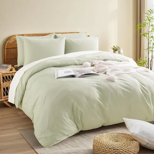 Vista 356 de NEXHOME PRO Funda de edredón Twin XL 100% algodón lavado, transpirable, duradera, texturizada, similar al lino, juego de ropa de cama para el hogar