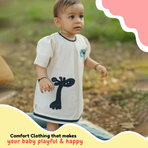 Vista 4 de MHYSA Ropa de bebé niña, 100% algodón Khadi bordado ropa, vestido de algodón estampado de bloque a mano, ropa para bebés y niños pequeños