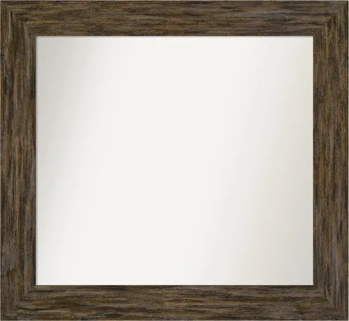 Vista 93 de Amanti Art Espejo personalizado, espejo de baño marrón Fencepost, espejo de pared o espejo de tocador de baño sobre el fregadero (27 x 27 pulgadas)