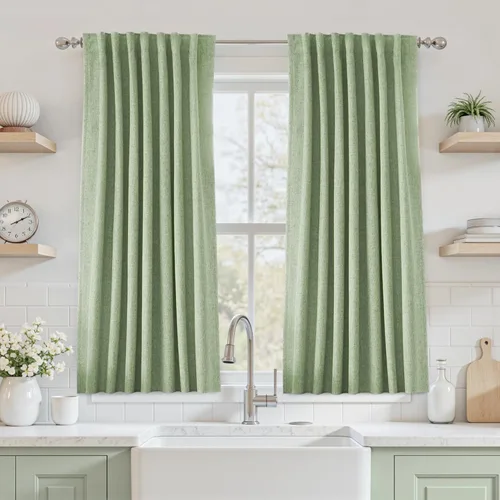 Vista 50 de UHITECH Short Blackout Curtains for Bedroom 24 Inch Long 2 Panels, Beige