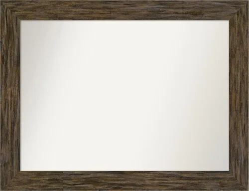Vista 125 de Amanti Art Espejo personalizado, espejo de baño marrón Fencepost, espejo de pared o espejo de tocador de baño sobre el fregadero (27 x 27 pulgadas)