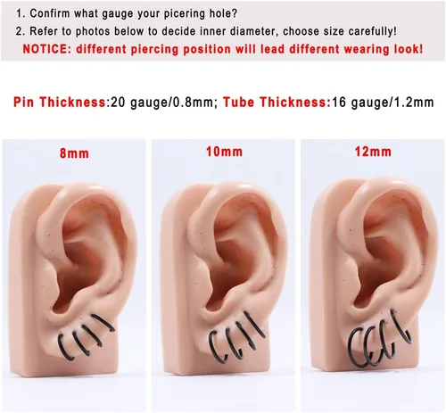 Vista 23 de FANSING Aretes de aro para mujer, aretes de aro de cartílago de moda, aretes de acero quirúrgico para hombre