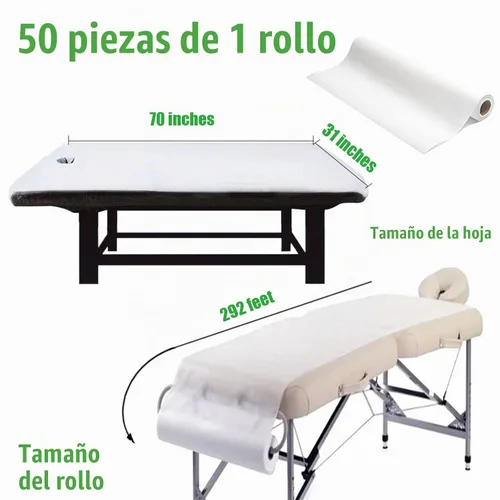 Vista 7 de 1 rollo de sábanas no tejidas desechables, 50 hojas de mesa de masaje