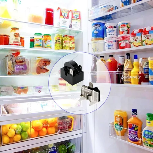 Vista 8 de Protector térmico de sobrecarga térmica de 2 pines 1/4 HP 180 W 12 ohmios + relé de arranque PTC, pieza de repuesto para refrigerador de automóvil