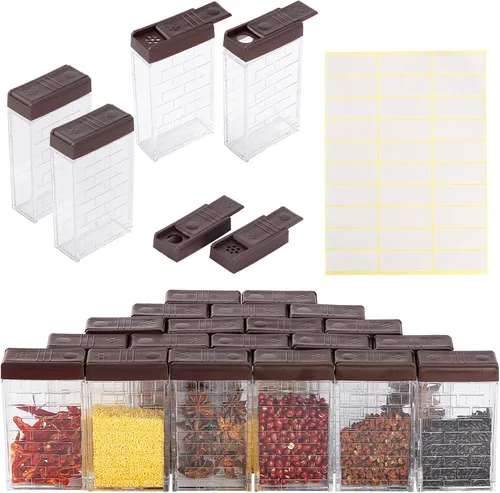 Vista 9 de URALFA Mini salero y pimentero con tapa, coctelero de especias de plástico, para condimentos, recipientes de especias de viaje sin especias