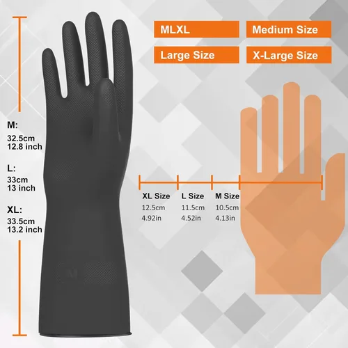 Vista 2 de Beieverluck 10 pares de guantes resistentes a productos químicos guantes grandes de goma para limpieza guantes de trabajo pesado para lavar platos