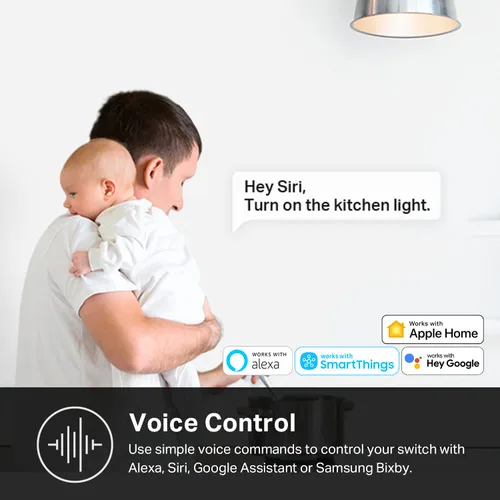 Vista 4 de Kasa Apple HomeKit - Interruptor de luz inteligente KS200, un solo polo, requiere cable neutro, interruptor de luz Wi-Fi de 2.4 GHz, funciona