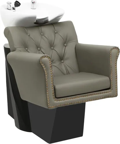 Vista 11 de Buy-Rite Chelsea - Unidad de lavado a contracorriente de champú, silla copetuda, cojín extraíble, cuenco de porcelana inclinable, grifo de una sola