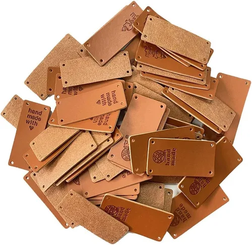 Vista 4 de Juland Etiqueta de piel sintética hecha a mano, adorno de etiqueta en relieve, accesorios de bricolaje para jeans, bolsas, zapatos, sombrero, 60