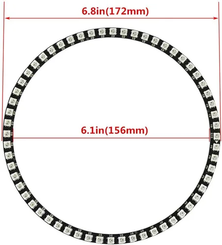 Vista 2 de 60 LEDs WS2812B 5050 RGB LED Anillo Lámpara Luz Direccionable Individual Full Dream Color DC5V con Mini Controlador