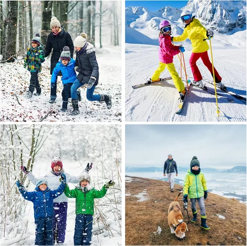 Vista 7 de Chaqueta de esquí impermeable para niños, abrigo de nieve cálido para invierno, con capucha, forro polar resistente al viento