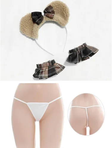 Vista 6 de Bikini de anime para mujer, lencería kawaii, traje de fiesta, ropa interior de colegiala japonesa