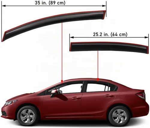 Vista 2 de Lightronic Visera de Ventana de Ventilación Automática Extra Duradera con Clip en Canal, Compatible con Honda Civic Sedan 2012-2015, Protector