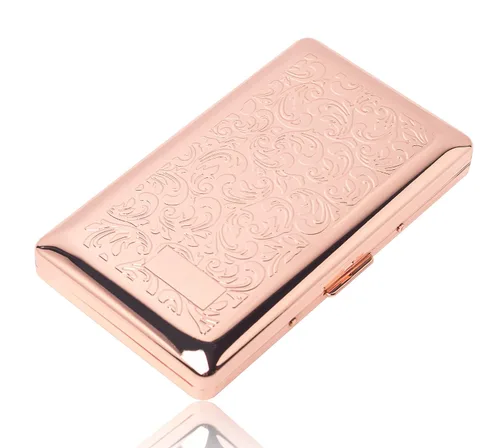 Vista 13 de Hermosa y elegante caja de cigarrillos de metal simple para damas y hombres con capacidad para 10 cigarrillos de 3.937 in (pistola de hierba negro)