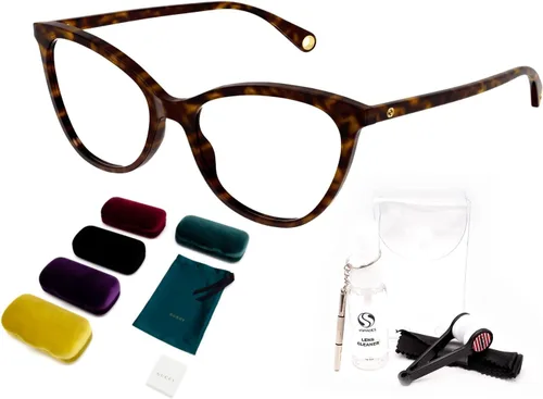 Vista 2 de Gucci GG1079O - Gafas de ojo de gato con forma rectangular + paquete con kit de gafas de lujo eSHADES, La Habana La Habana
