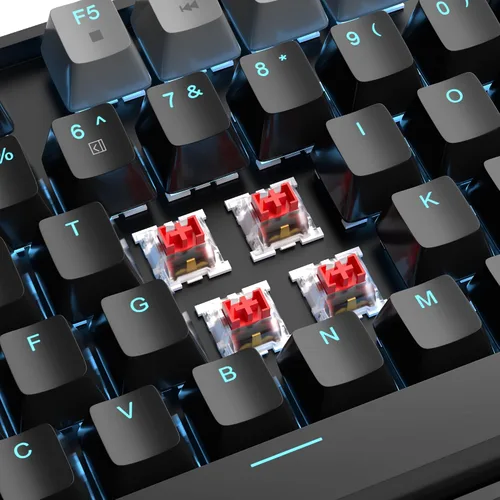 Vista 2 de MageGee - Teclado mecánico para juegos 75%, con interruptor rojo, retroiluminación LED azul, 87 teclas, teclado compacto TKL con cable