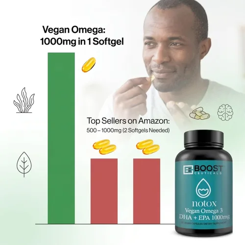 Vista 4 de Aceite de algas vegano Omega 3 DHA 410mg - Sin regusto a pescado, suministro para 60 días