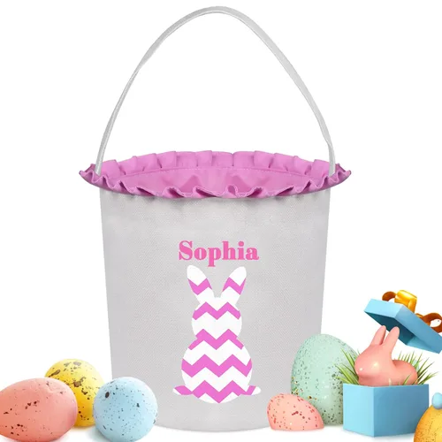 Vista 30 de Cestas de Pascua personalizadas para niños y niñas, cestas de conejo de Pascua personalizadas para niños, cesta de caza de huevos de Pascua, regalos