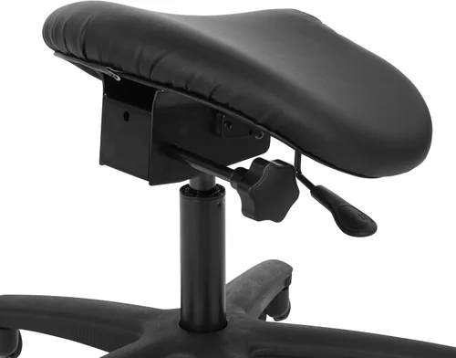 Vista 6 de Silla de dibujo Office Star con asiento sin respaldo y ajuste de ángulo, ajuste neumático de altura de 19 a 24 pulgadas, vinilo negro