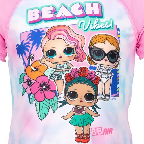 Vista 5 de L.O.L. Surprise! Coconut Q.T. Dawn Surfer Babe Girls Rash Guard and Swim Shorts - Pantalones cortos para niños pequeños y grandes